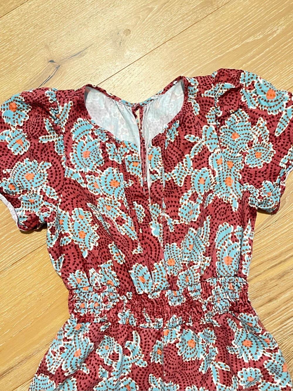 Anthropologie Rust Red and Cream Floral Wide-Leg Jumpsuit - Picture 5 of 12